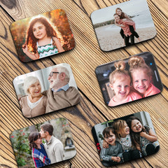 Personalised Set of 6 Photo Coasters | Custom Image Gift Set | UK