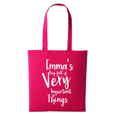 Bag full of Very Important Things Multicolor Personalised Tote bag