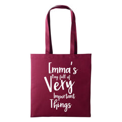 Bag full of Very Important Things Multicolor Personalised Tote bag