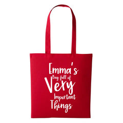 Bag full of Very Important Things Multicolor Personalised Tote bag