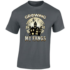 Growing My Fangs Halloween Vampire Mens T-Shirt Spooky Gift Haunting Tee T-shirt