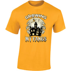 Growing My Fangs Halloween Vampire Mens T-Shirt Spooky Gift Haunting Tee T-shirt