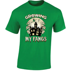 Growing My Fangs Halloween Vampire Mens T-Shirt Spooky Gift Haunting Tee T-shirt
