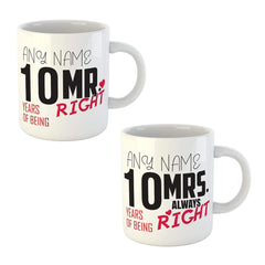 Personalised Mr & Mrs Right Mug Set | His & Hers Couple Mugs | UK