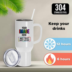 Personalised 40 Oz Tumbler Travel Cup - Customize Stainless Steel Insulated Thermal Cup with Handle-1