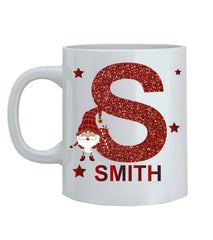 Personalised Christmas Glitter Mug | Custom Initial & Name Xmas Gift | UK