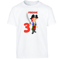 Personalised Boys T-Shirt | Custom Name and Age Pirate Tops