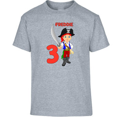 Personalised Boys T-Shirt | Custom Name and Age Pirate Tops