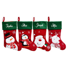 Personalised Kids Name Christmas Stocking - Red and Green Stocking