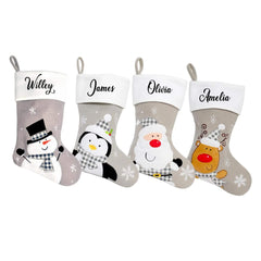 Personalised Kids Name Christmas Stocking - Grey Custom Stocking