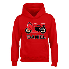 Personalised Custom Name Hoody for Kids Motorbike Design