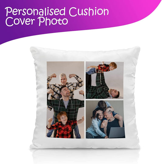 3 Images Double Sided Print Personalised Cushions Cover with Filling