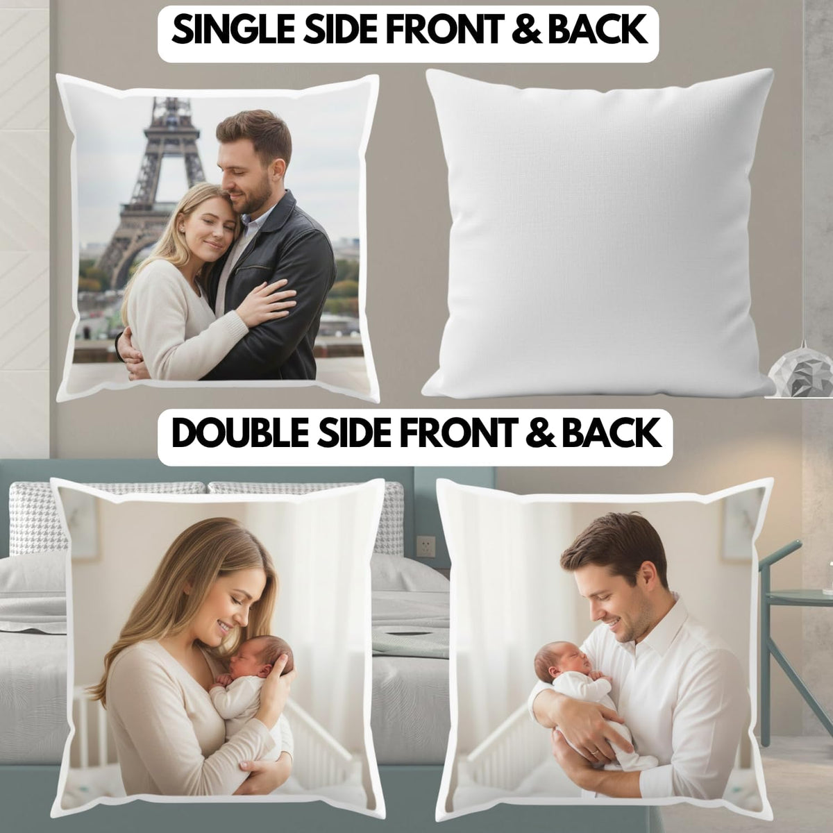 Personalised Photo Cushion | Custom Picture Pillow Cover Gift | UK