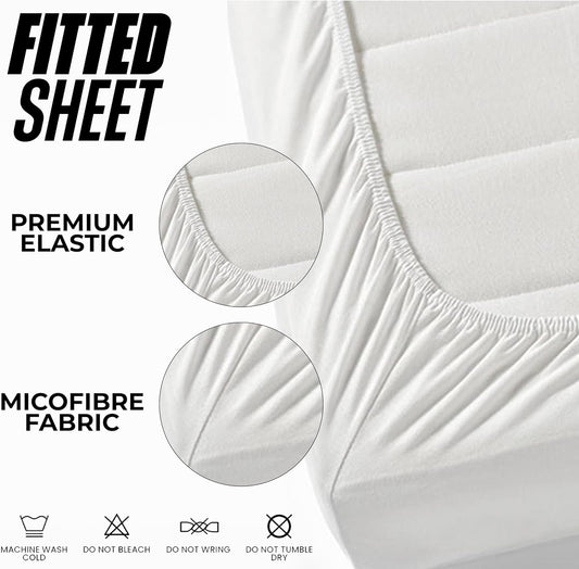 Fitted Bed Sheets | Deep Fit for Mattress Protection | Microfibre, Soft, and Durable Bed Sheets