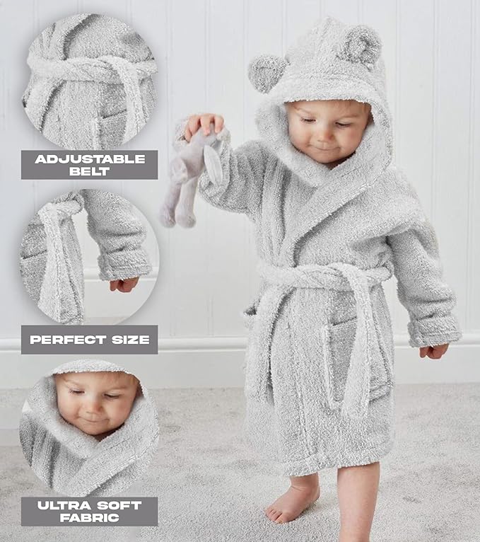 Baby Dressing Gown – Soft & Cozy Hooded Towel Dressing Gown for Babies & Toddlers