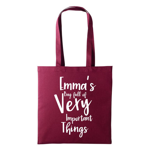 Personalised 'Bag Full of Very Important Things' Tote | Custom Name | UK