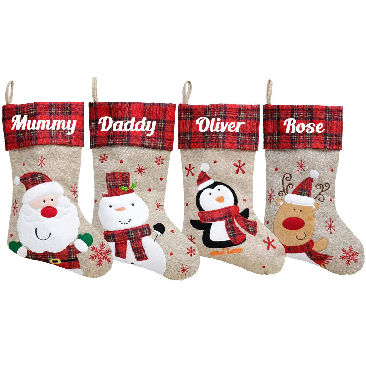 Personalised Kids Name Christmas Stocking  - Custom Beige Stocking