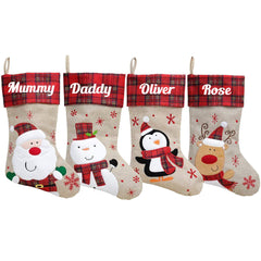 Personalised Kids Name Christmas Stocking  - Custom Beige Stocking