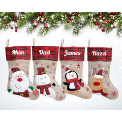Personalised Kids Name Christmas Stocking  - Custom Beige Stocking