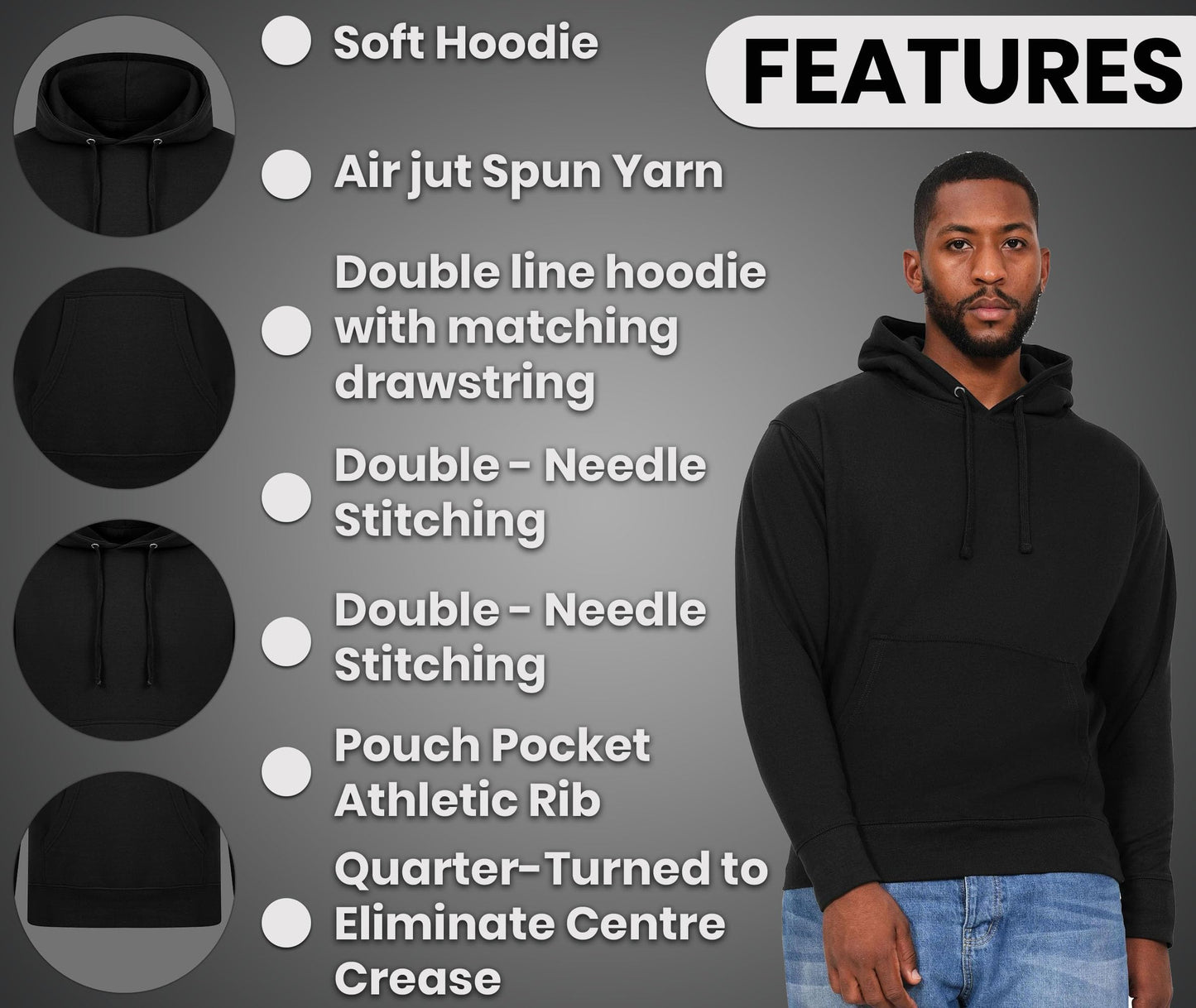 Unisex Fashion Hoodie - Hooded Pullover with Drawcords & Front Pockets