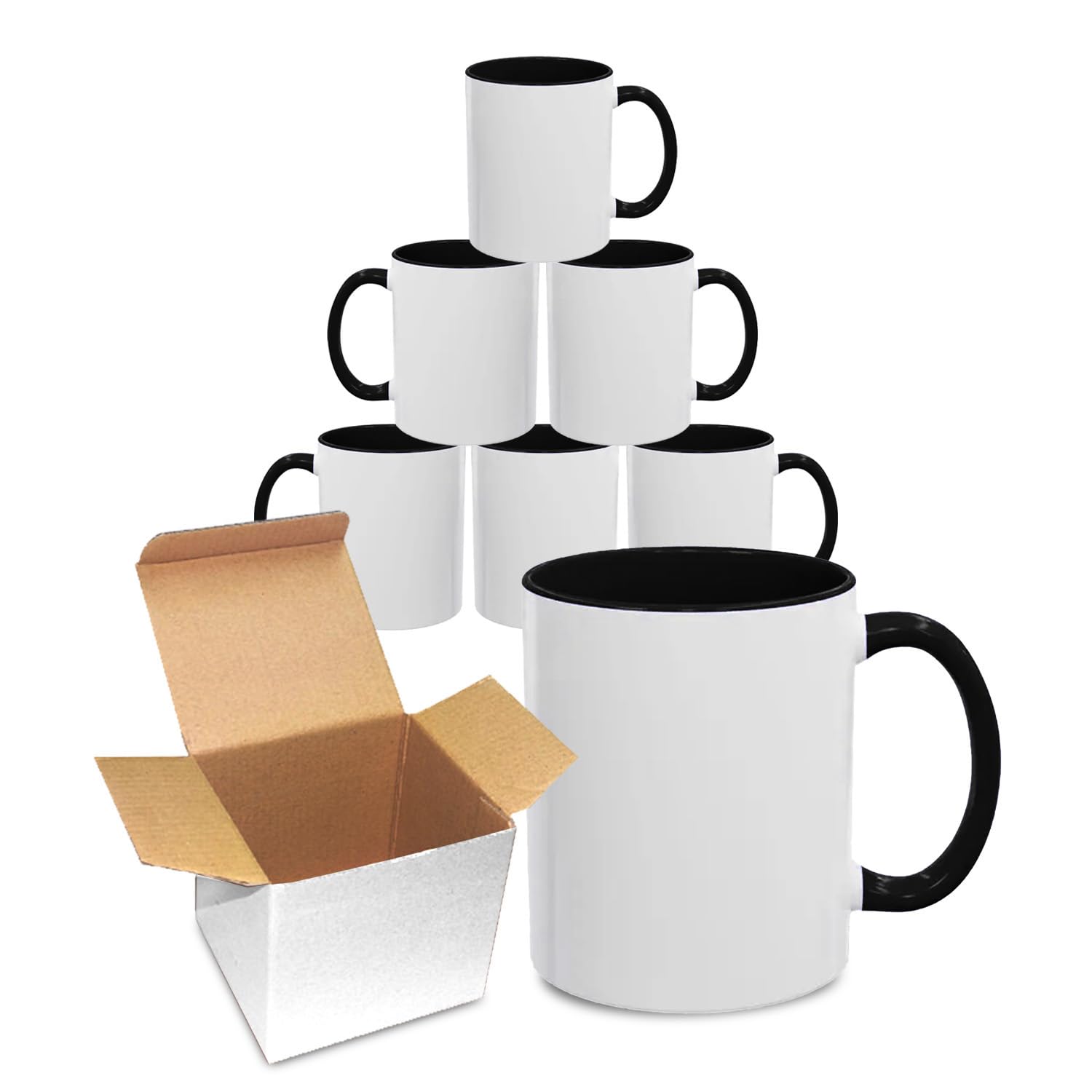Sublimation Mugs 11oz Blank with Coloured Large Handle & Inner with Box