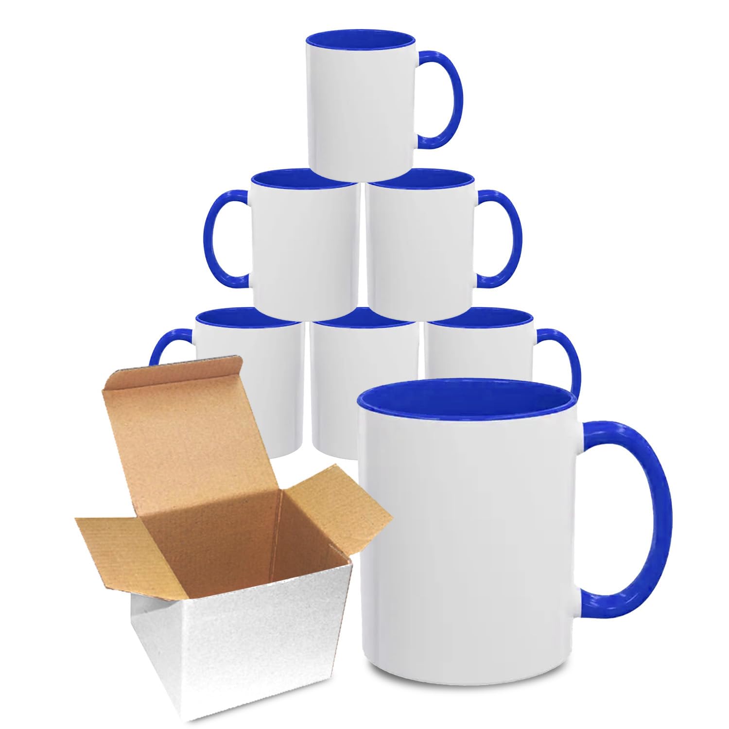 Sublimation Mugs 11oz Blank with Coloured Large Handle & Inner with Box