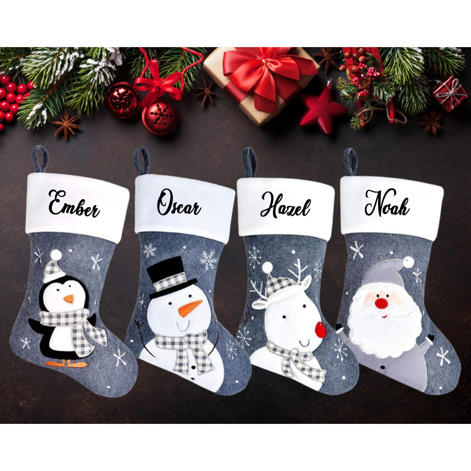 Personalised Kids Name Christmas Stocking  - Custom Blue Stocking