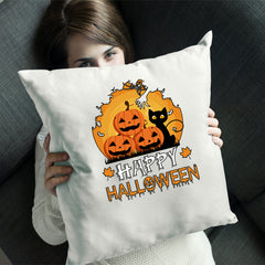 Halloween Pumpkin Cat Cushion Cover | Spooky Scary Horror Halloween Gift
