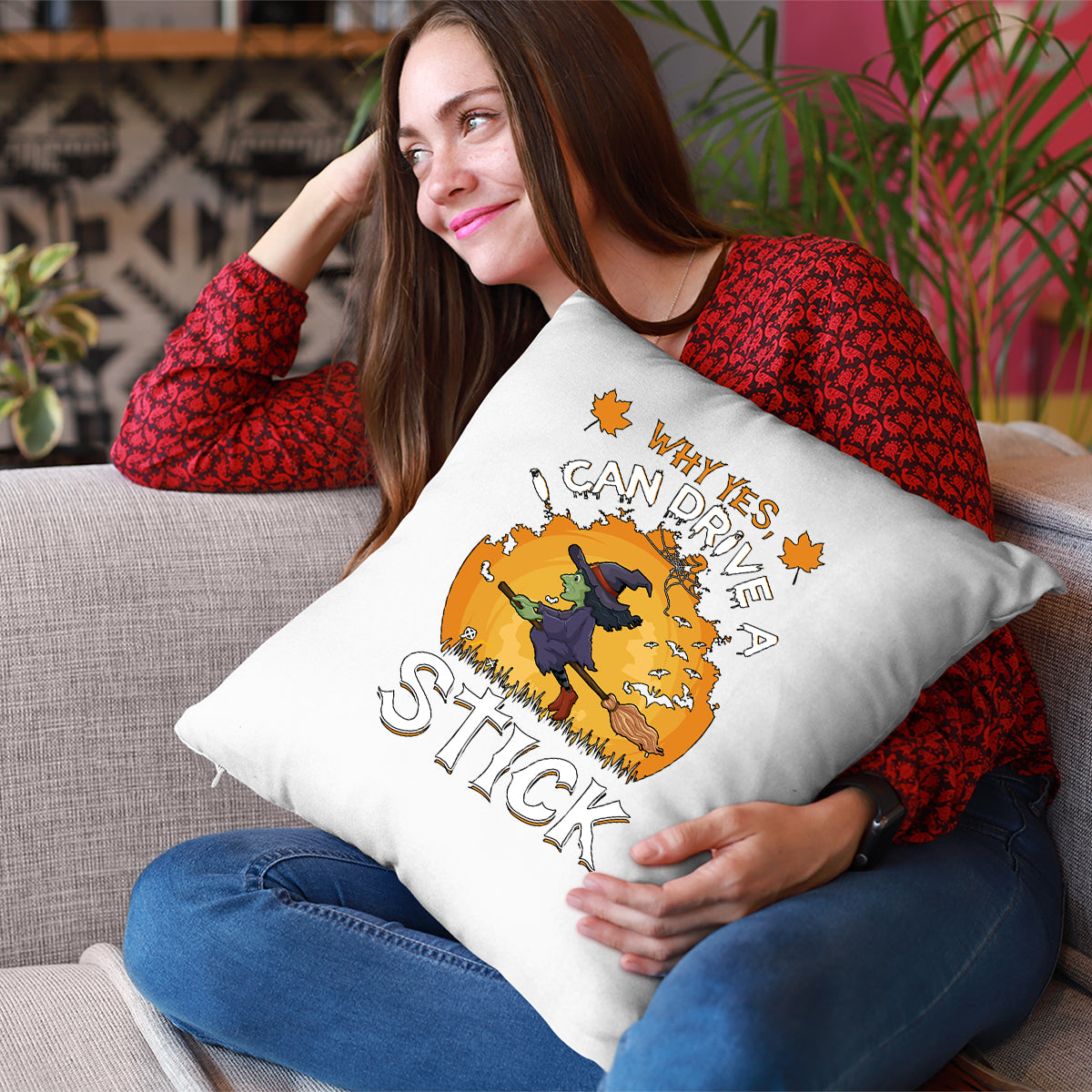 Halloween Flaying Witch Cushion Cover | Spooky Scary Halloween Gift