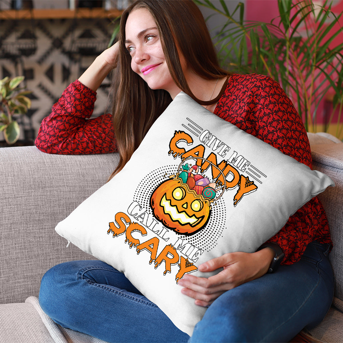 Halloween Candy Scary Cushion Cover | Spooky Scary Halloween Gift