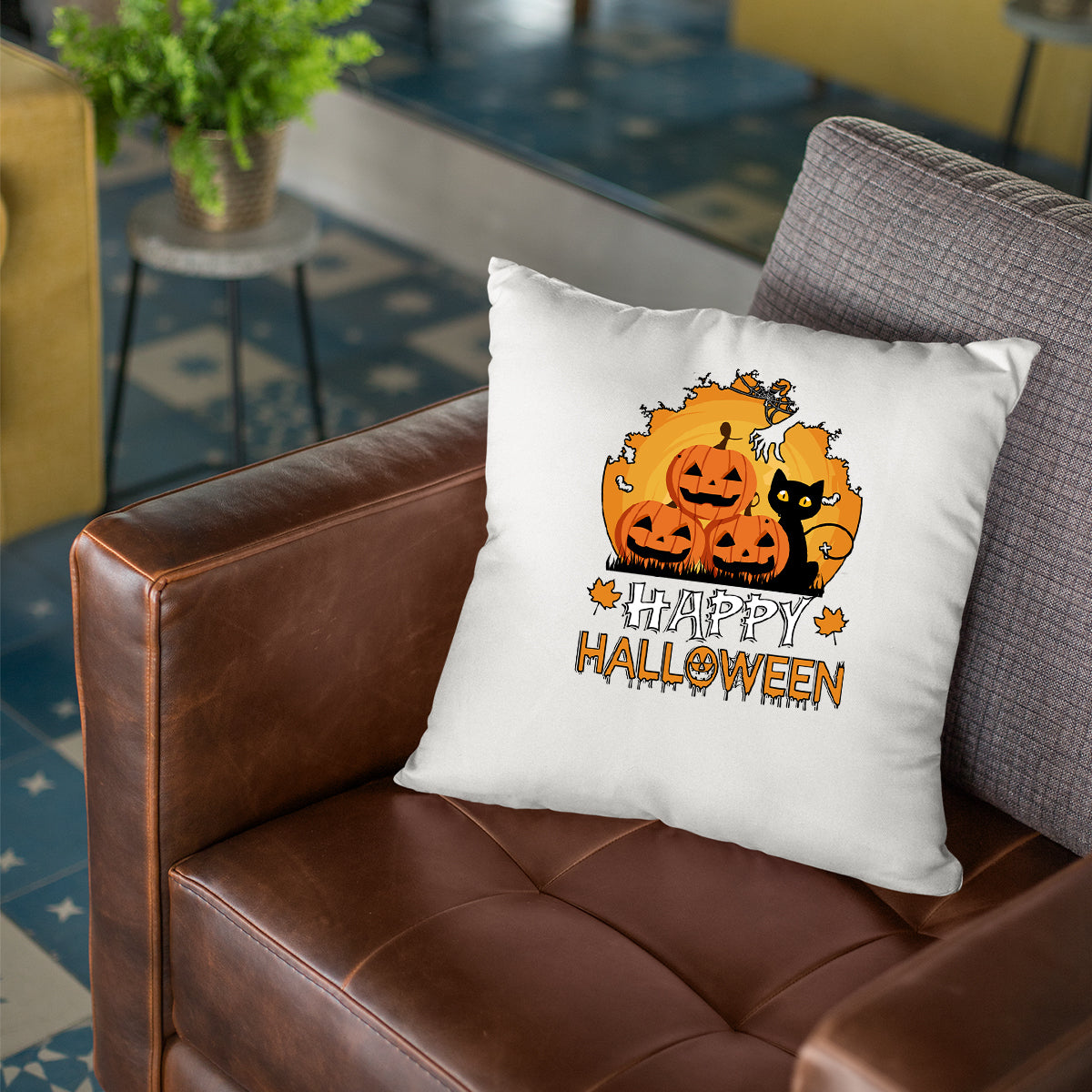 Halloween Pumpkin Cat Cushion Cover | Spooky Scary Horror Halloween Gift