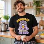 Man wearing the Cute Cartoon design black t-shirt