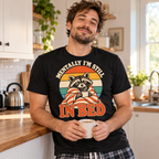 Man wearing the Retro Sunset design black t-shirt