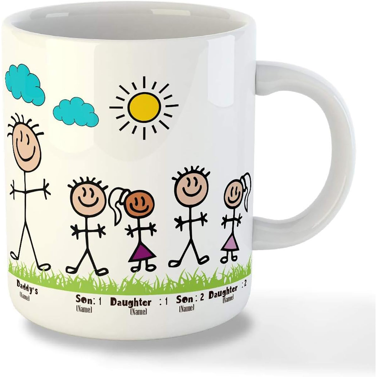 Personalised Dad and Mom Mug For Family and Clidrens  - Custom Names Mugs