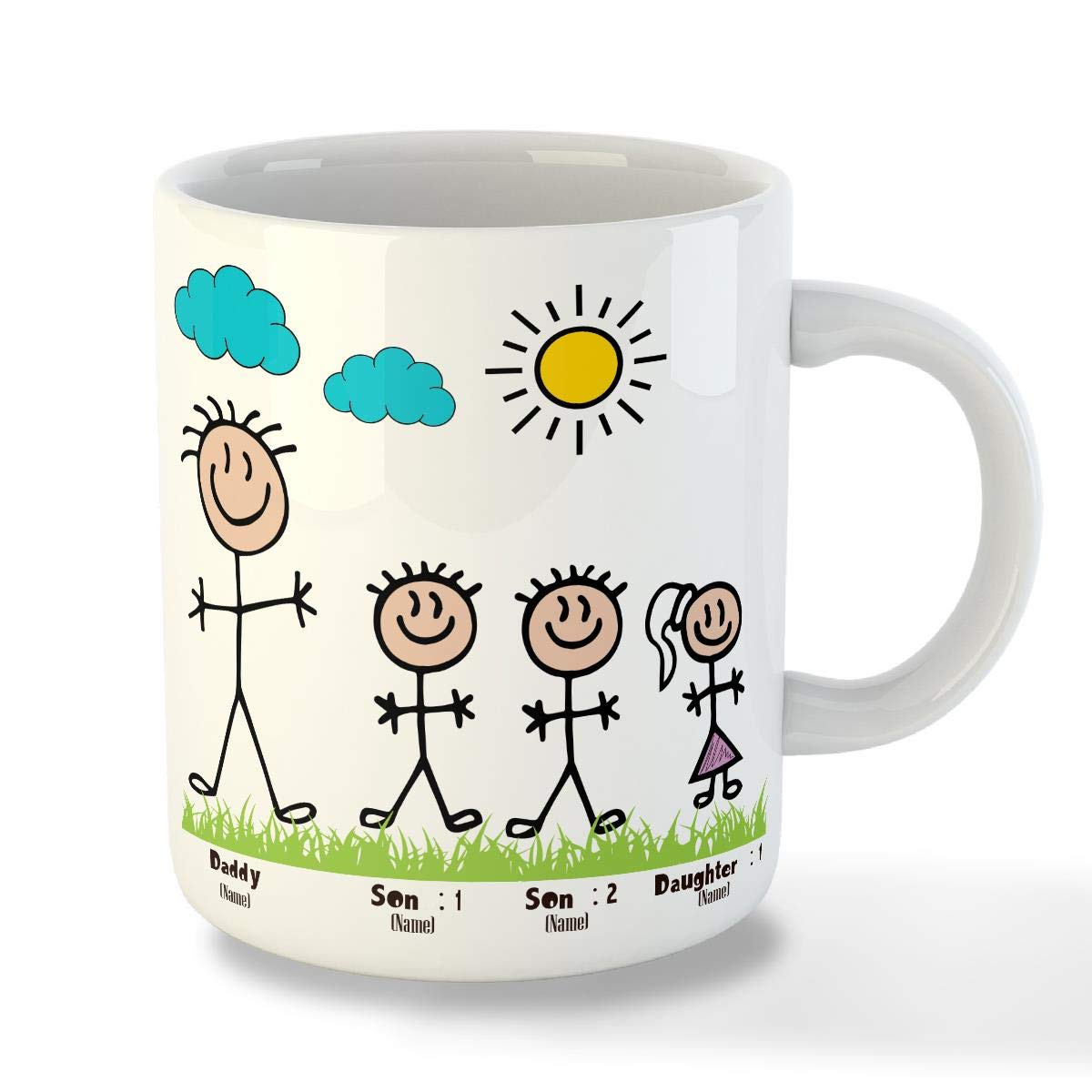 Personalised Dad and Mom Mug For Family and Clidrens  - Custom Names Mugs