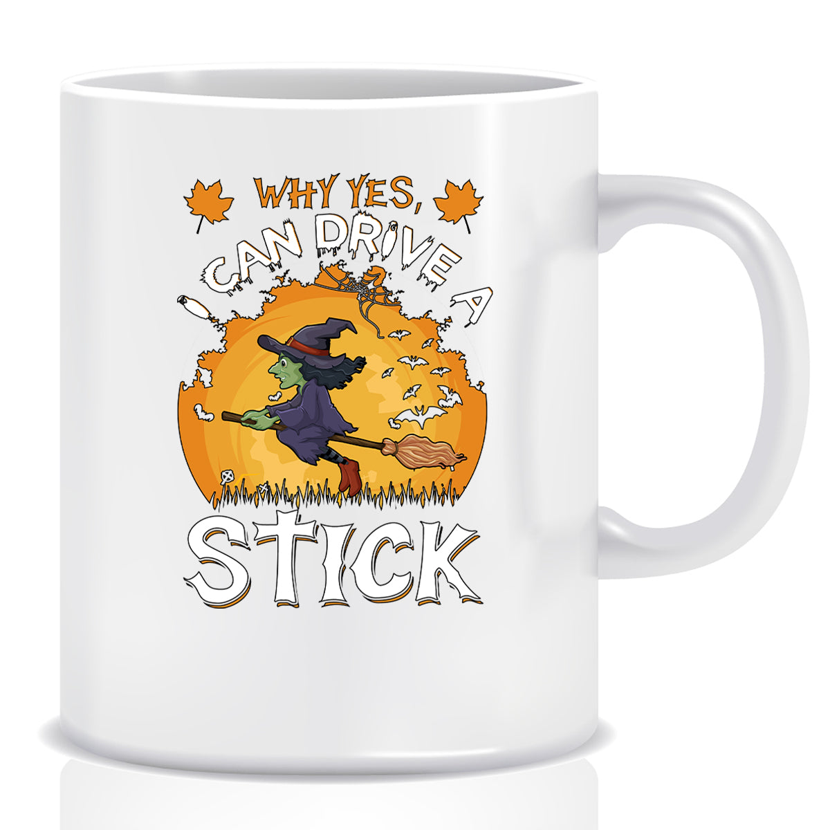 Flying Witch Halloween Mug | Spooky Pumpkin Design | Personalised Gifts UK