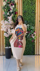 Drop Shoulder Printed Long Top CH 443