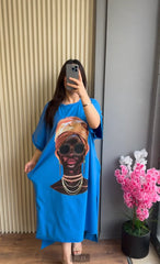 Drop Shoulder Printed Long Top CH 457