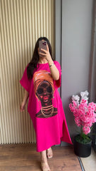 Drop Shoulder Printed Long Top CH 457