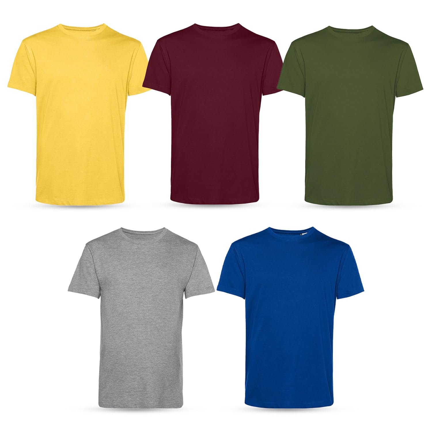Men’s T-Shirts Multipack | Crew Neck Short Sleeve Cotton 5 Pack T-Shirts | Gym Tops for Him