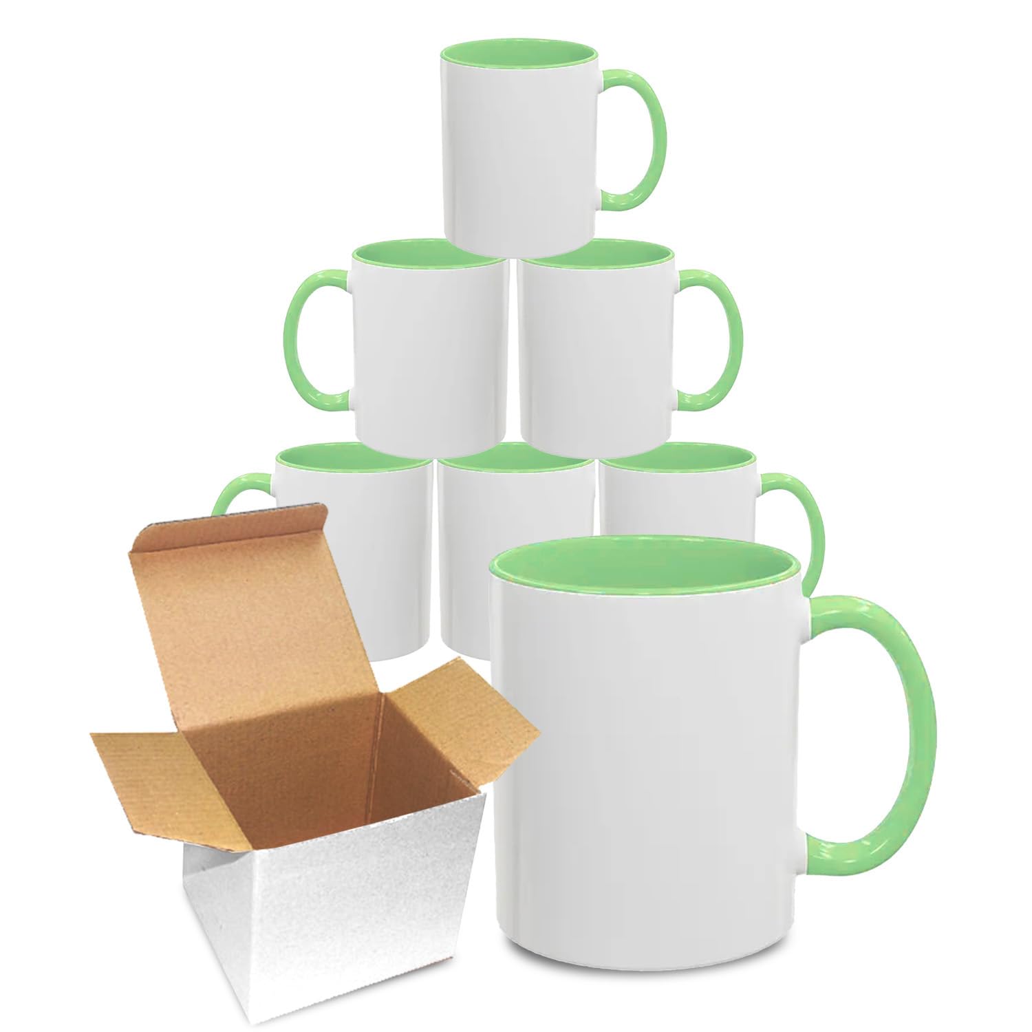 Sublimation Mugs 11oz Blank with Coloured Large Handle & Inner with Box