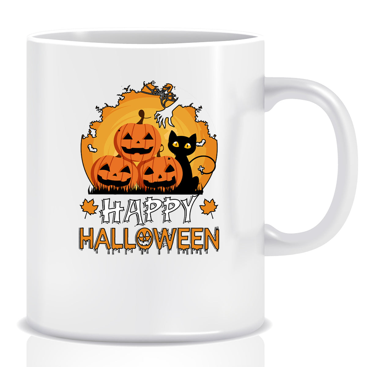 Halloween Cat Mug | Pumpkin Ghost Design | Personalised Gifts UK