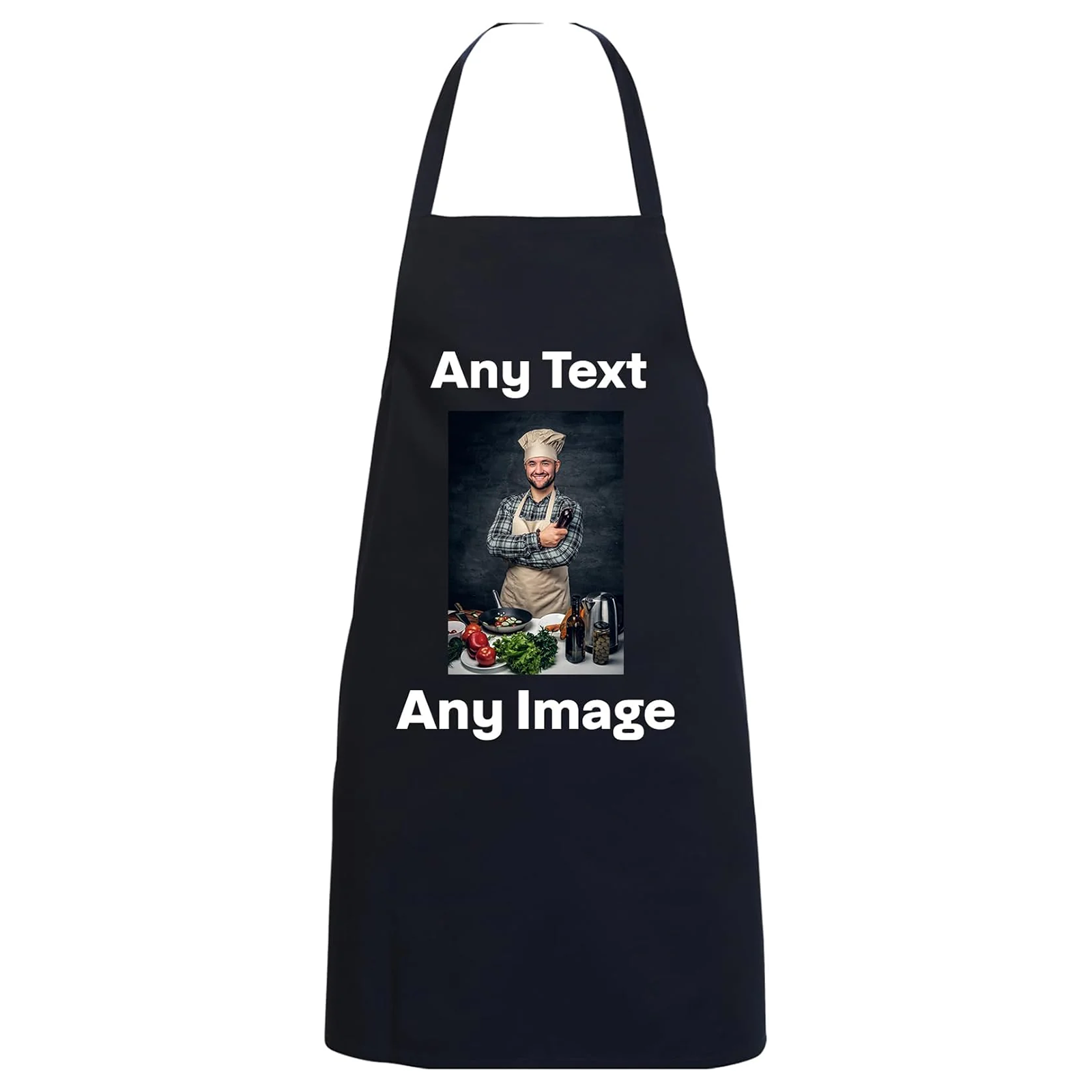 Personalised No Pocket Apron For Men's and Women's Customised any Image or Text