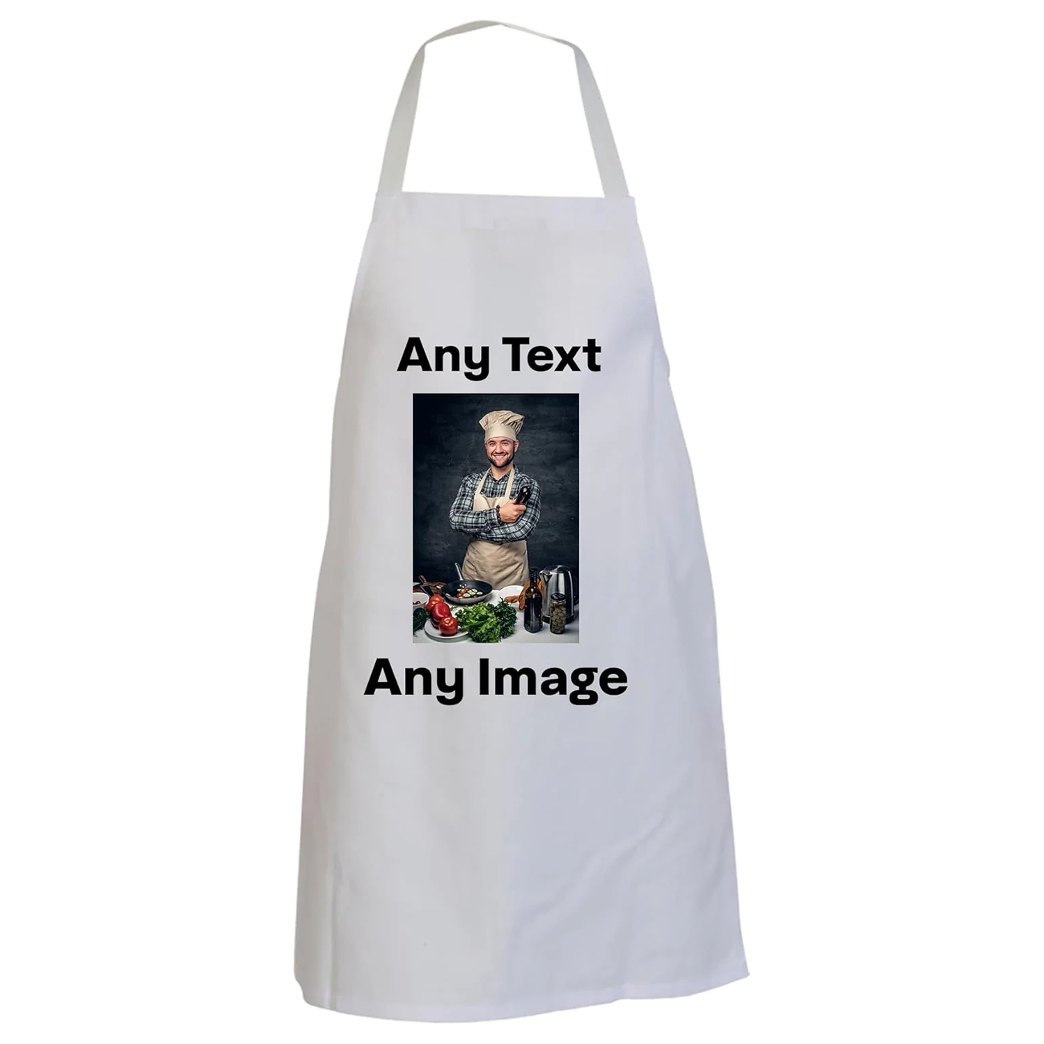 Personalised No Pocket Apron For Men's and Women's Customised any Image or Text