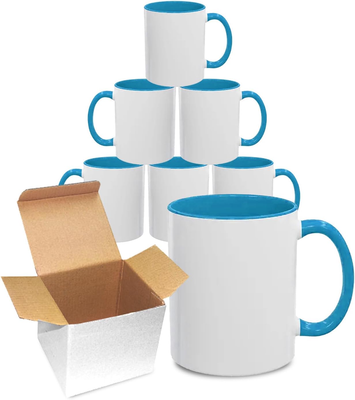 Sublimation Mugs 11oz Blank with Coloured Large Handle & Inner with Box