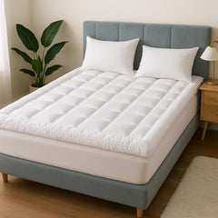 Mattress Topper | Soft & Fluffy Quilted Microfiber Mattress Protector | Firm, Foldable, Comfortable & Hypoallergenic Bed Topper