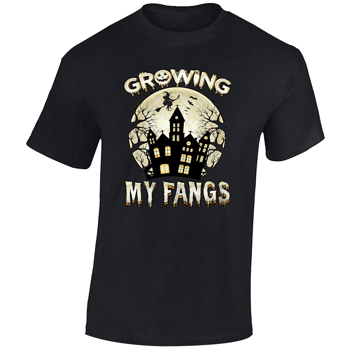 Growing My Fangs Halloween Vampire Mens T-Shirt Spooky Gift Haunting Tee T-shirt