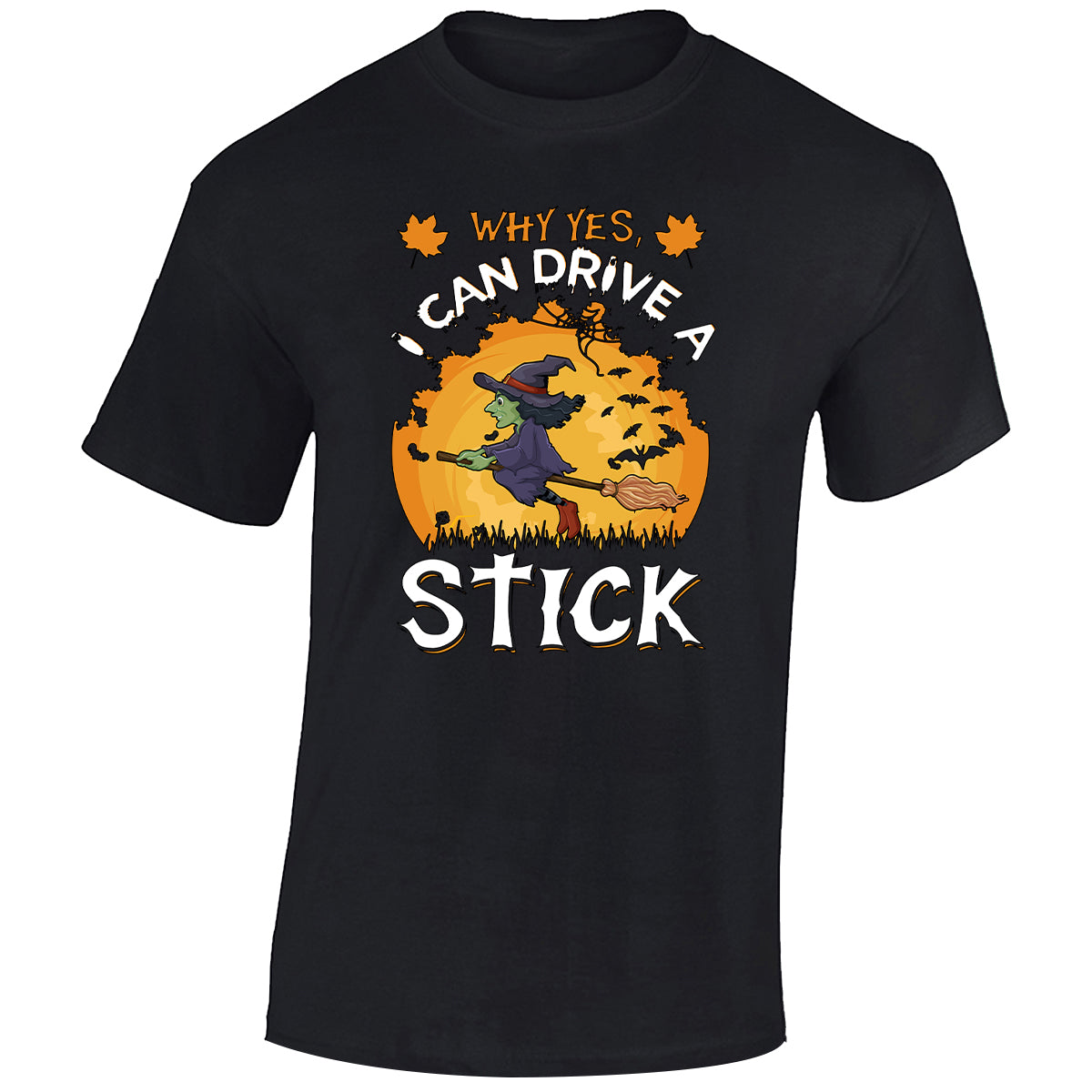 Halloween Flaying Witch Mens T-Shirt Witch Stick Spooky Scary Tops