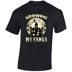 Growing My Fangs Halloween Vampire Mens T-Shirt Spooky Gift Haunting Tee T-shirt
