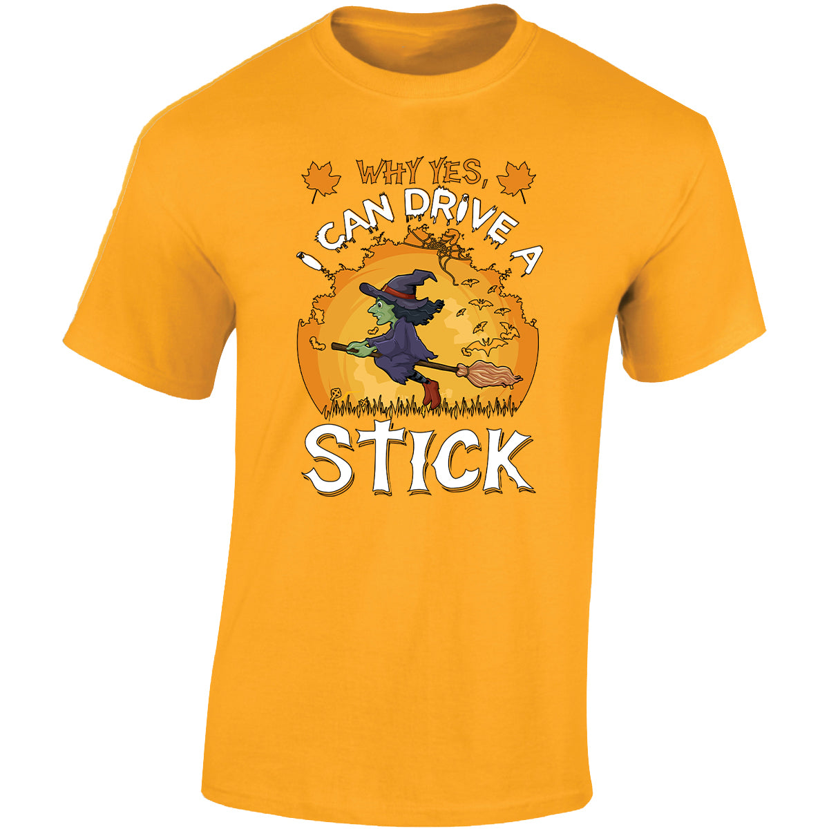 Halloween Flaying Witch Mens T-Shirt Witch Stick Spooky Scary Tops
